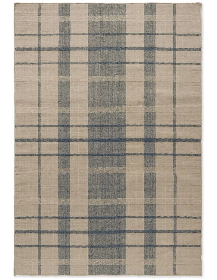 Zona Check 497408 Outdoor Rug in Denim image 1