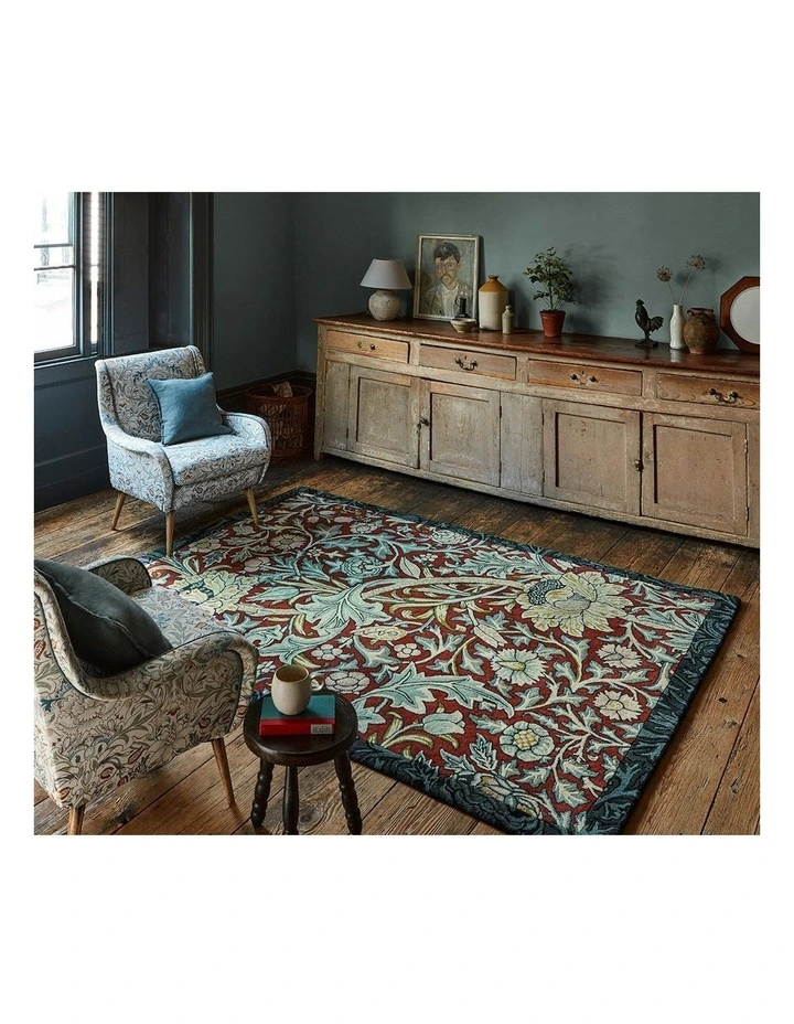 Trent Madder Rug in Red/Webb's Blue image 2