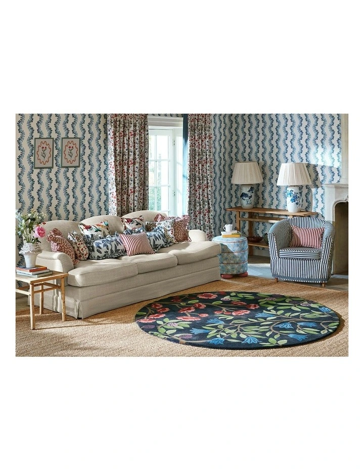 Foraging Round Rug in Indigo image 2
