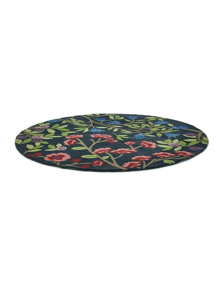 Foraging Round Rug in Indigo image 6