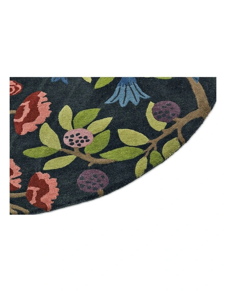 Foraging Round Rug in Indigo image 7