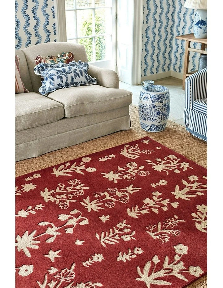 Sanderson Woodland Glade Rug In Damson Red | MYER