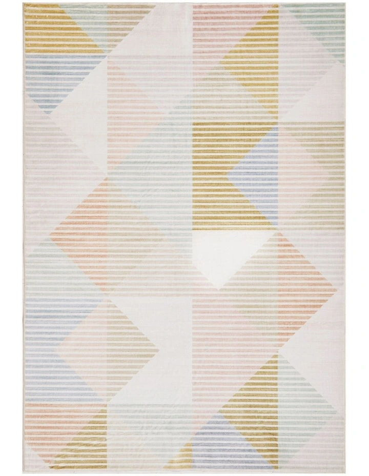 Revive Dali Pastel Washable Rug in White image 1