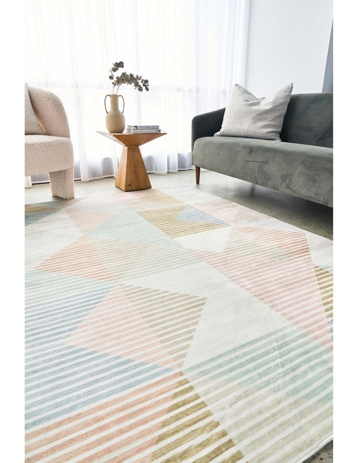Revive Dali Pastel Washable Rug in White image 2
