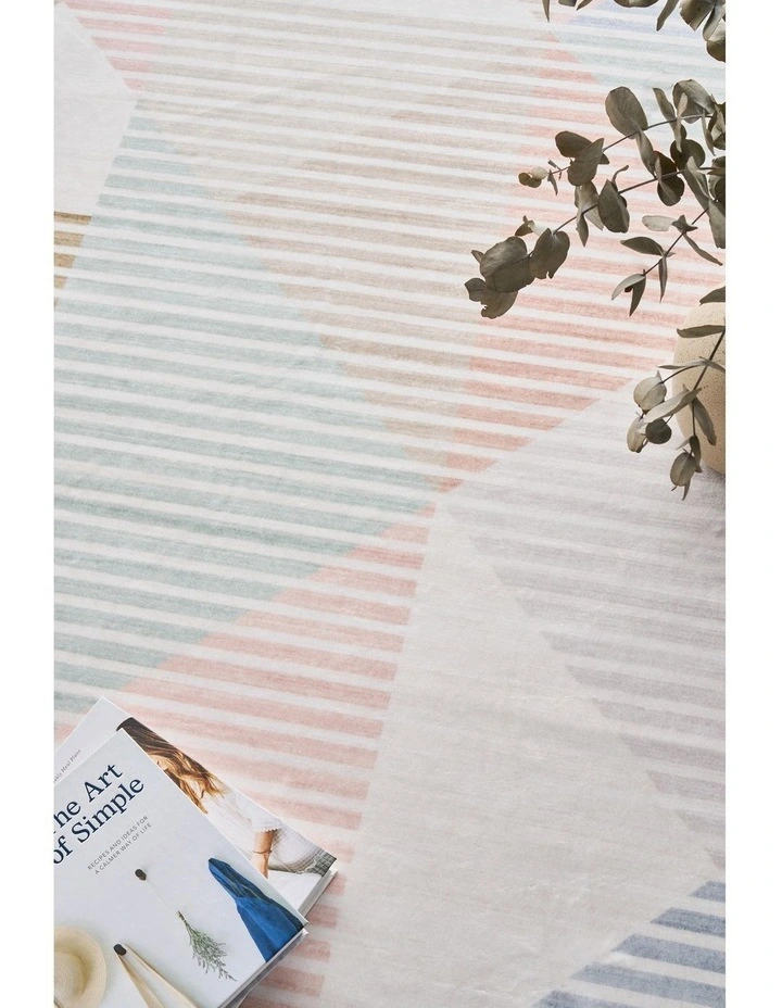 Revive Dali Pastel Washable Rug in White image 3