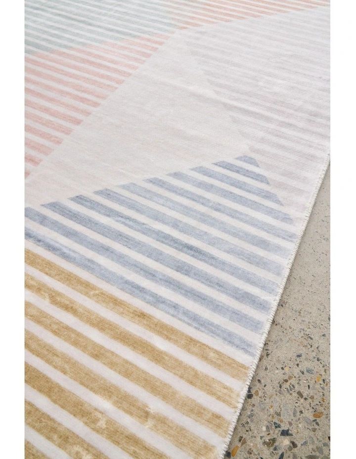 Revive Dali Pastel Washable Rug in White image 4