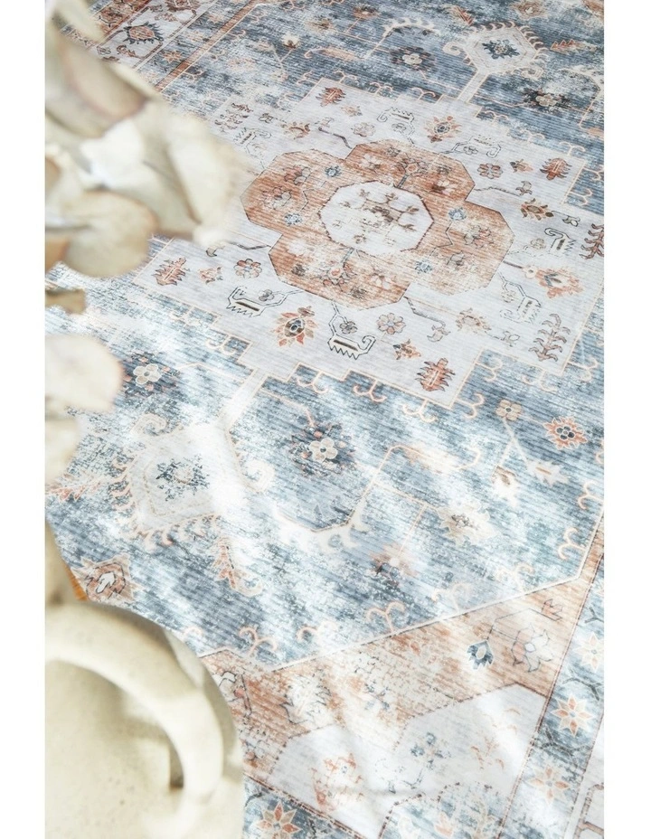 Revive Dawn Putty Washable Rug in Blue image 3