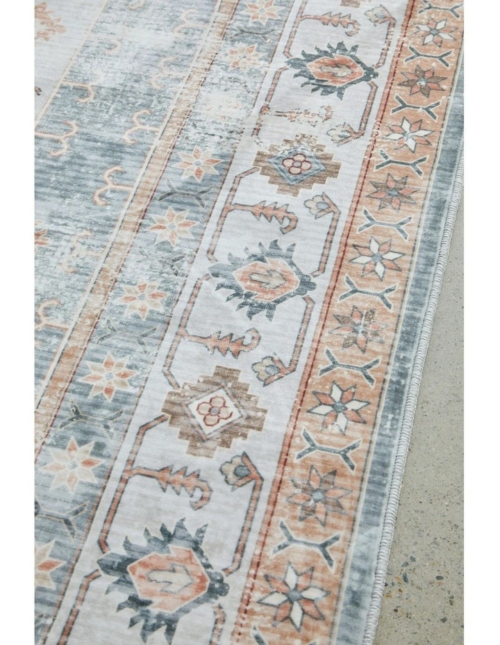 Revive Dawn Putty Washable Rug in Blue image 4