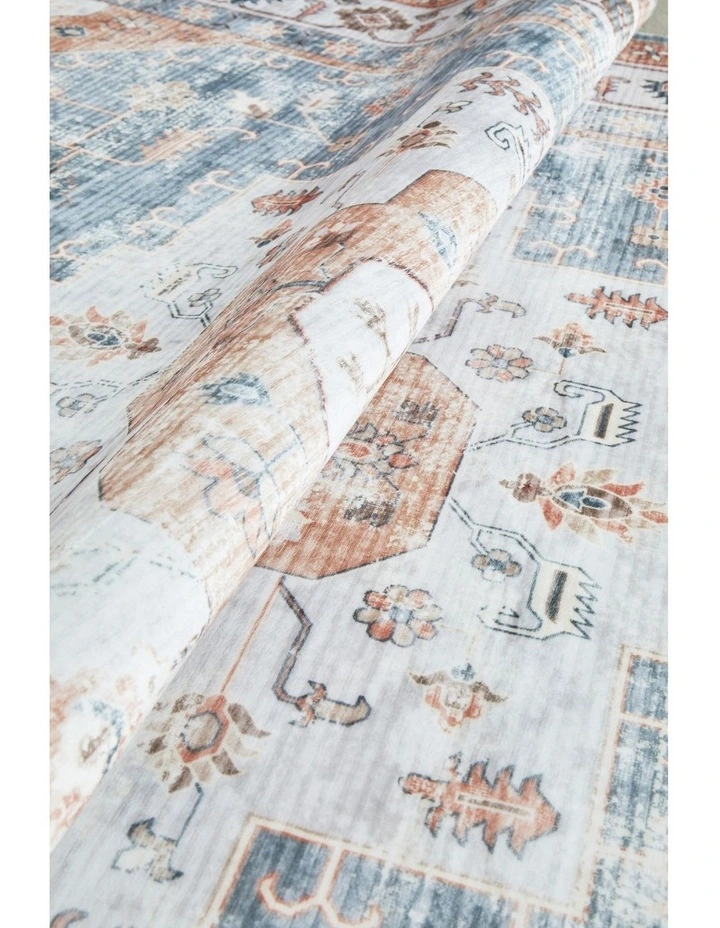 Revive Dawn Putty Washable Rug in Blue image 5
