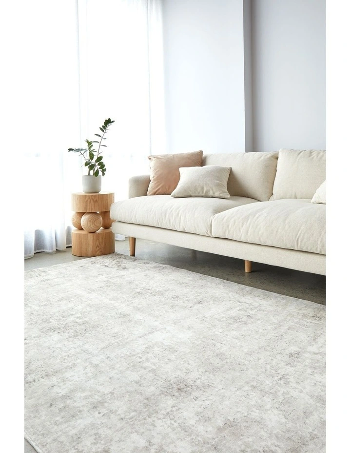 Revive Isla Marble Washable Rug in Cream image 2