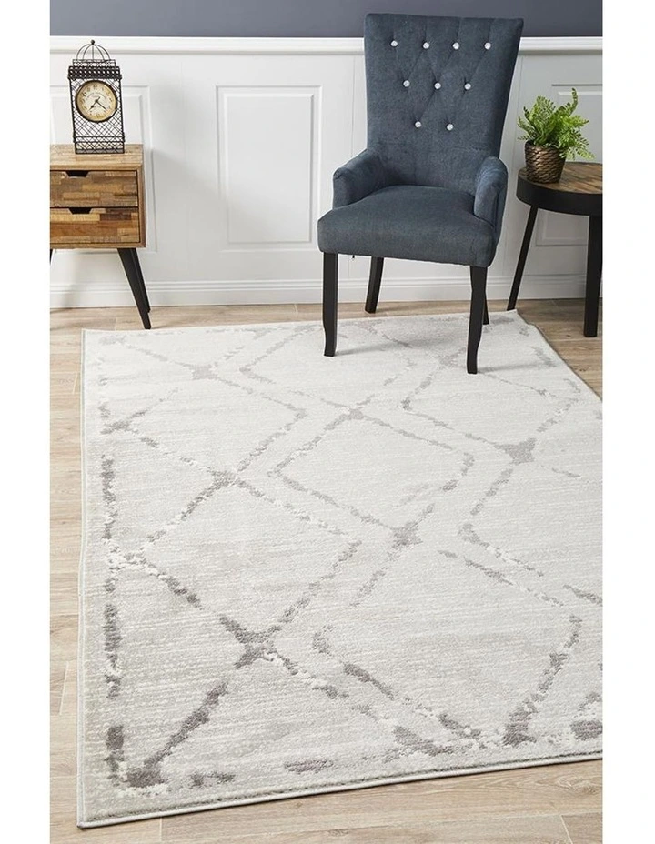 Metro Contemporary Diamond Rug Silver Grey image 7