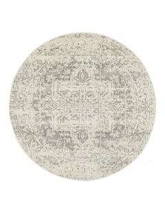 Evoke Dream Transitional Round Rug in White Silver