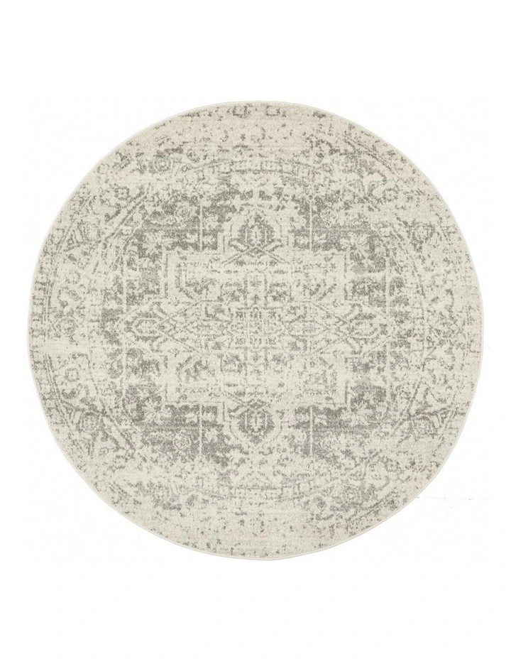 Evoke Dream Transitional Round Rug in White Silver image 1