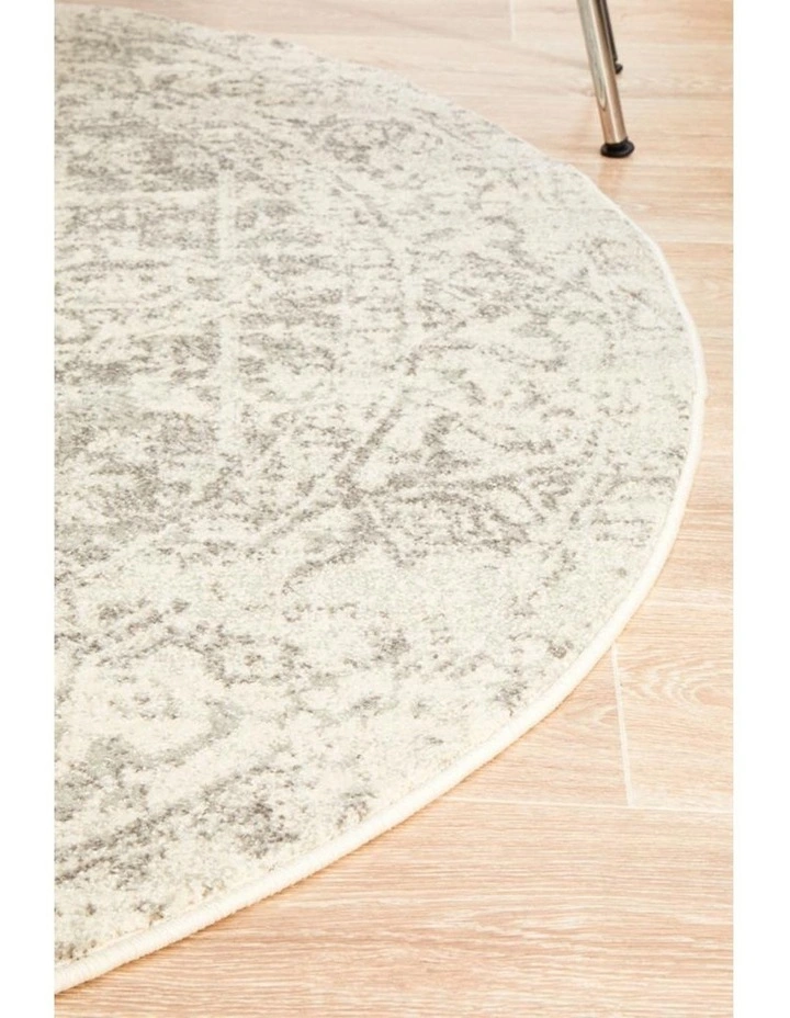 Evoke Dream Transitional Round Rug in White Silver image 3