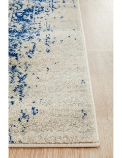 Evoke Horizon White Navy Transitional Runner Rug