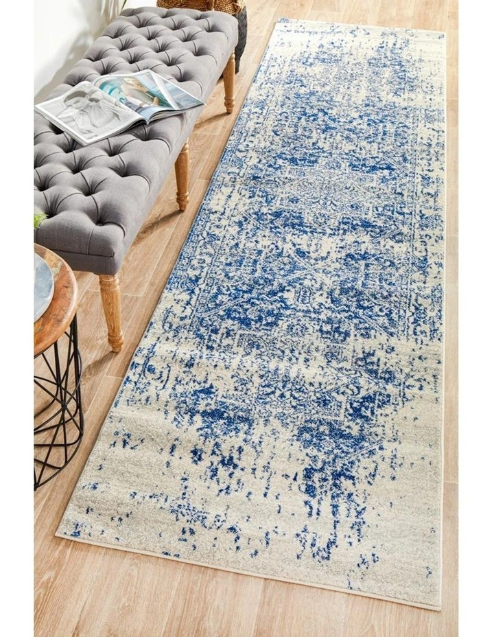 Evoke Horizon White Navy Transitional Runner Rug image 4
