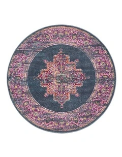 Babylon 211 Navy  Round Rug