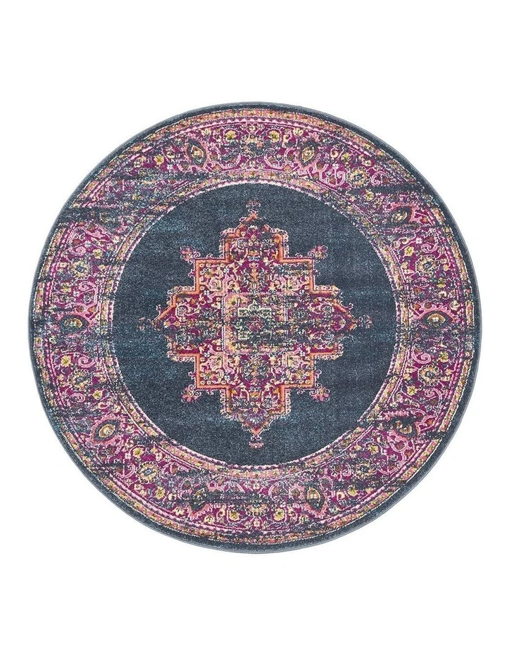Babylon 211 Navy  Round Rug image 1