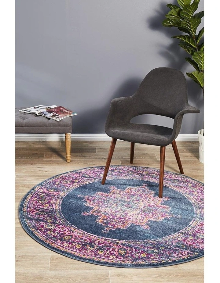 Babylon 211 Navy Round Rug image 7