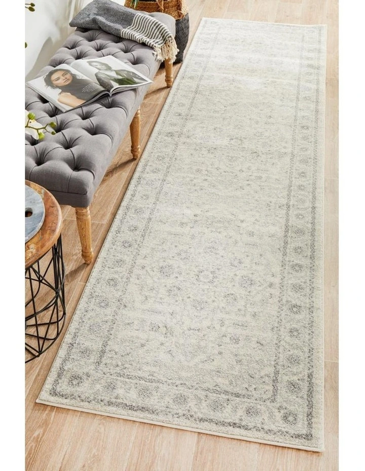 Evoke Winter White Transitional Runner Rug image 4
