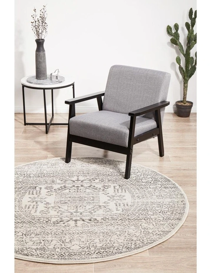 Chrome Addison Silver Round Rug image 3