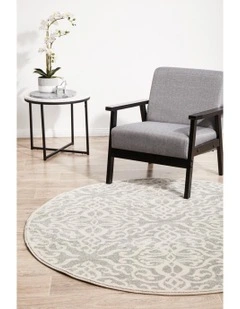 Chrome Lydia Silver Round Rug