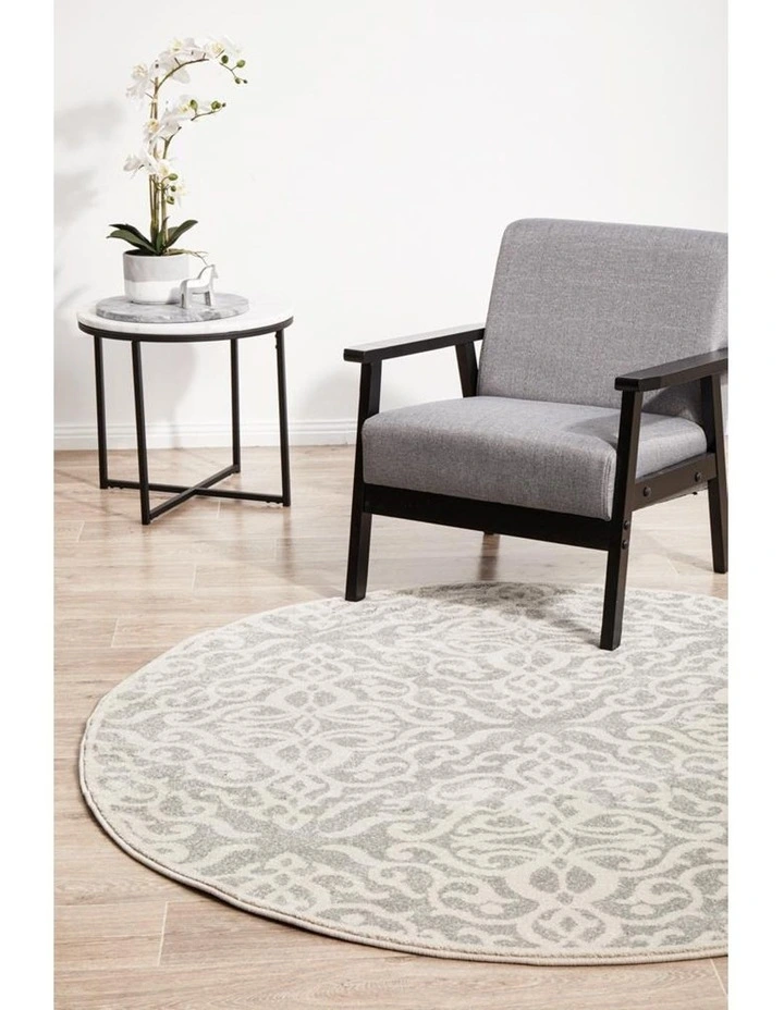 Chrome Lydia Silver Round Rug image 1