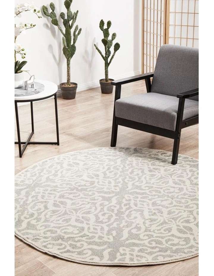Chrome Lydia Silver Round Rug image 2