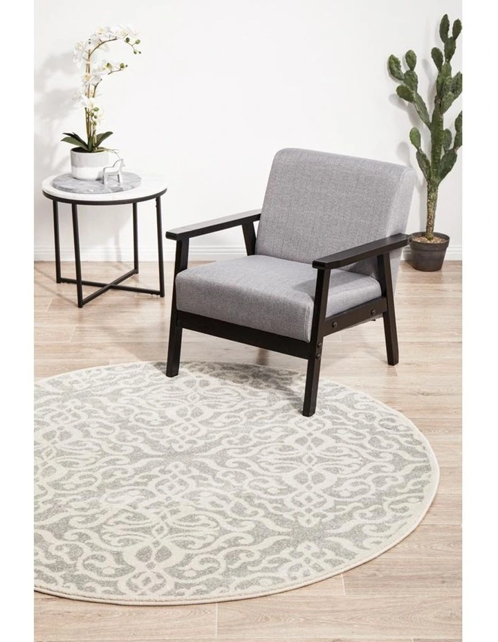 Chrome Lydia Silver Round Rug image 3