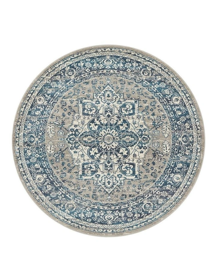 Babylon 207 Blue Round Rug image 1