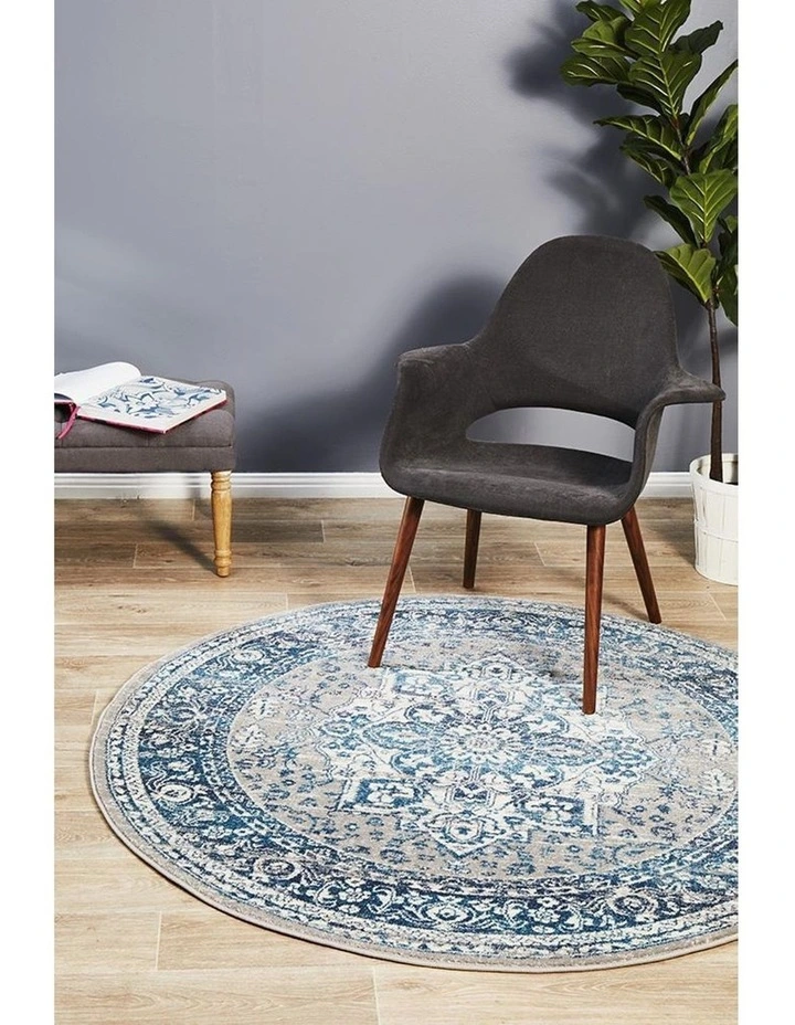 Babylon 207 Blue Round Rug image 2