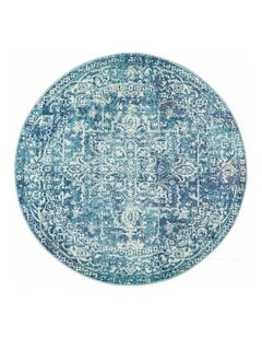 Evoke Muse Blue Transitional Round Rug