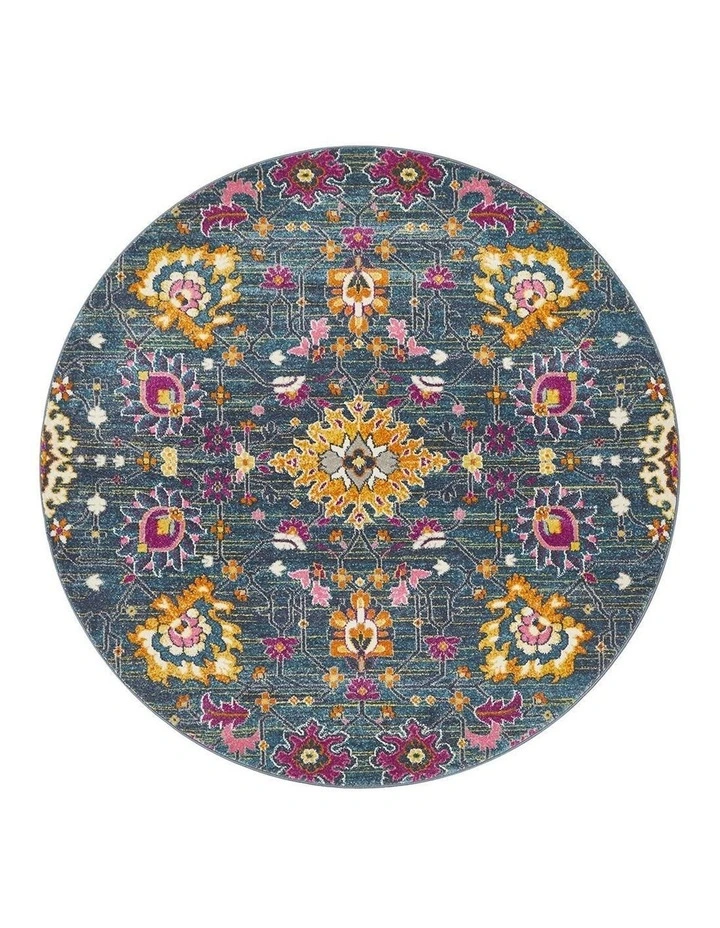 Babylon 210 Blue Round Rug image 1