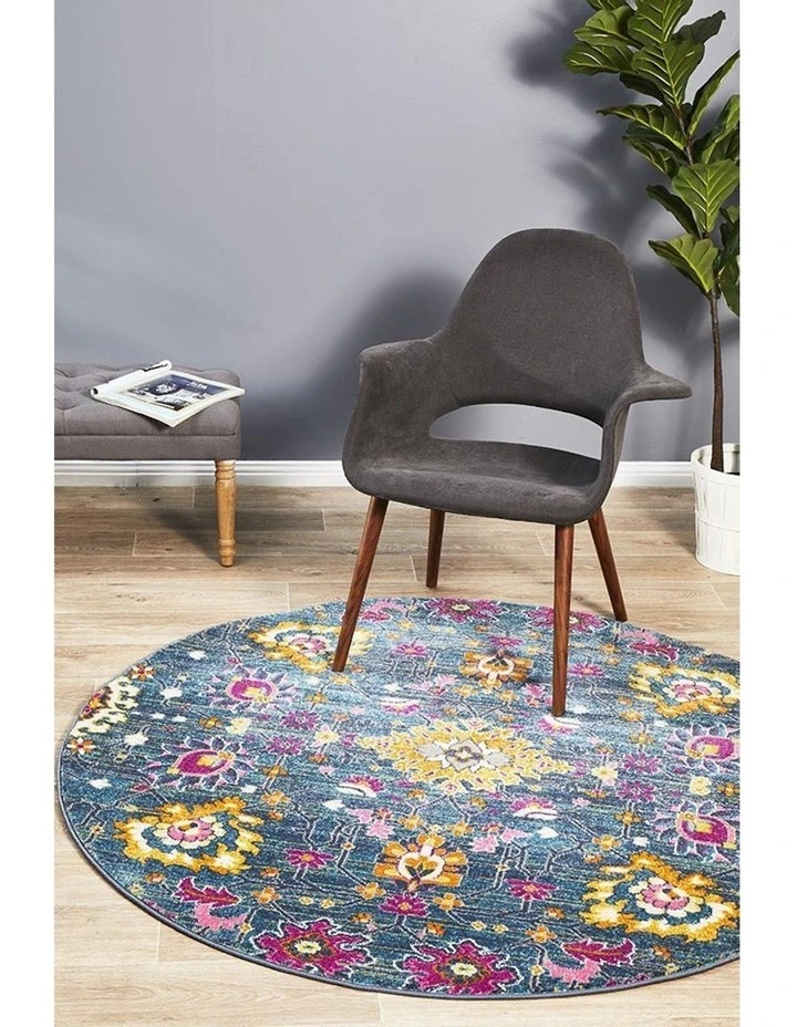 Babylon 210 Blue Round Rug image 2
