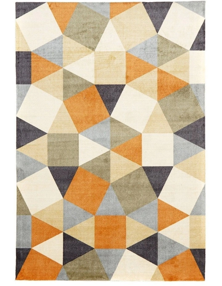 City Modern Pixels Rug Rust Grey Blue image 6