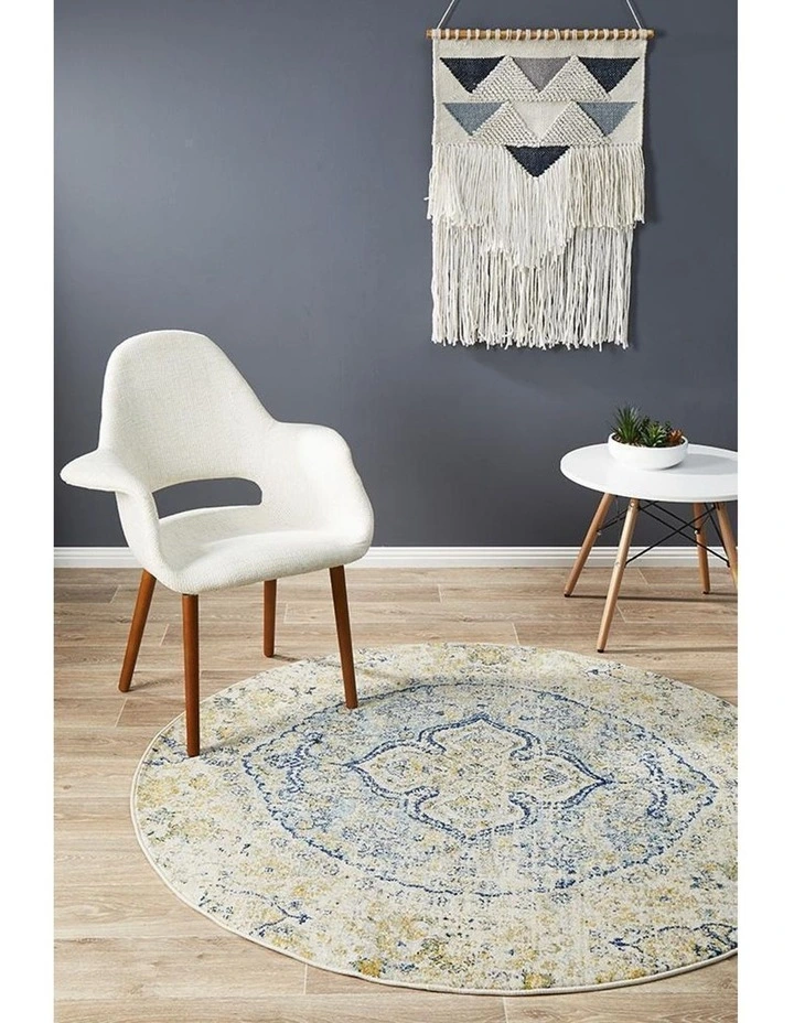 Museum Tyler Sky Blue Round Rug image 2