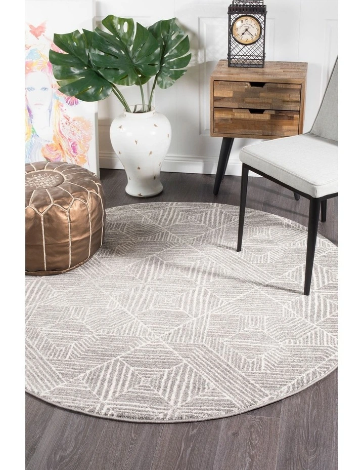 Oasis Kenza Contemporary Silver Round Rug image 2