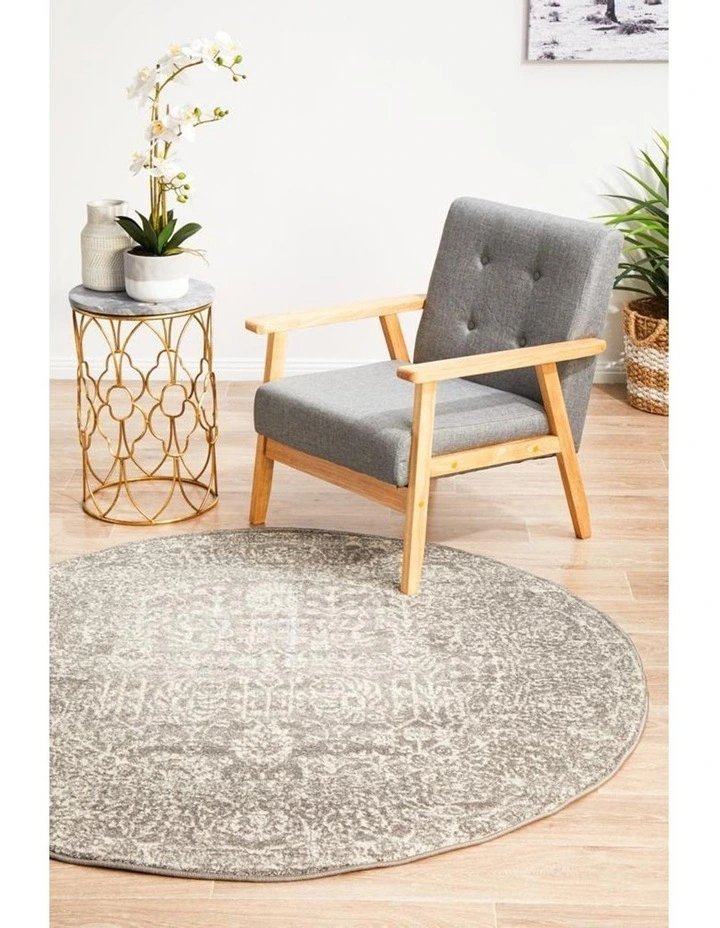 Evoke Homage Transitional Round Rug In Grey image 2
