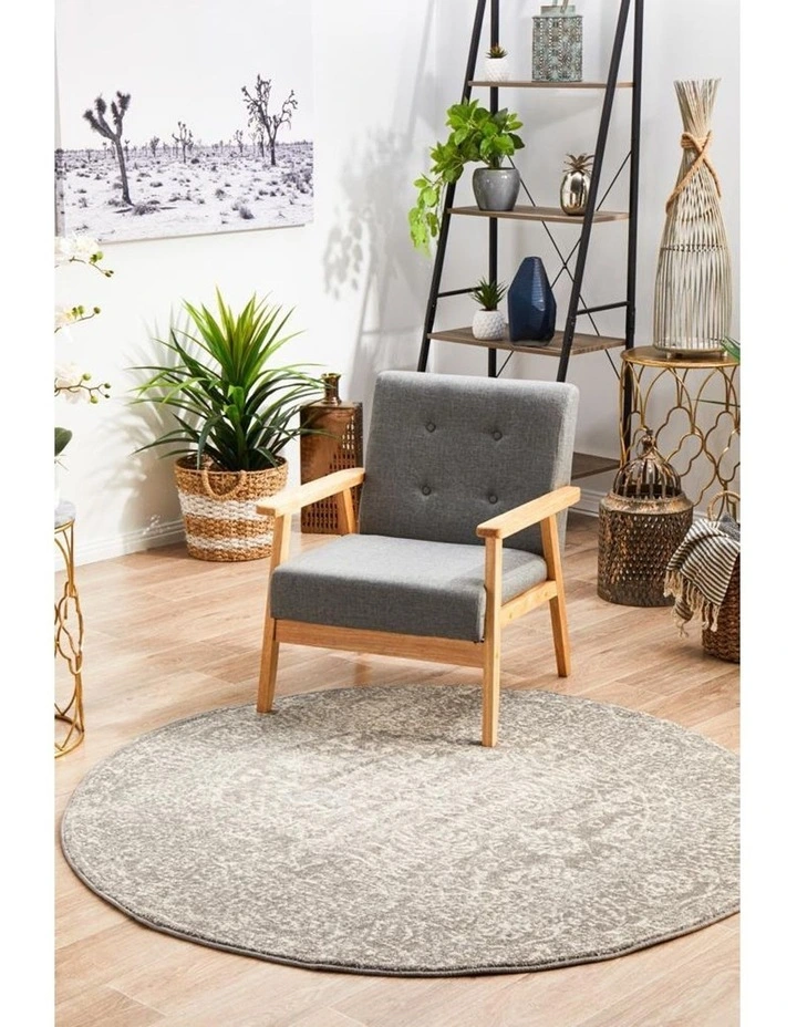 Evoke Homage Transitional Round Rug In Grey image 3