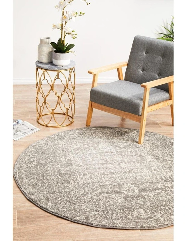 Evoke Homage Transitional Round Rug In Grey image 4