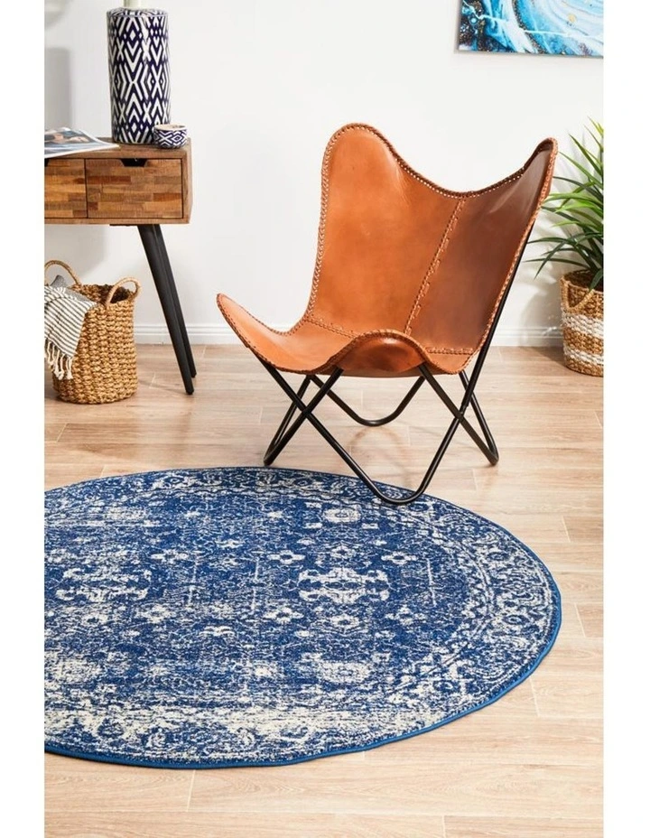 Evoke Oasis Navy Transitional Round Rug In Navy image 2