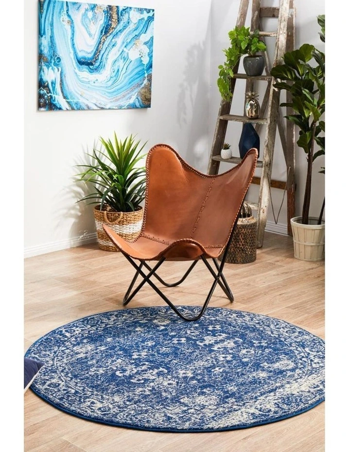 Evoke Oasis Navy Transitional Round Rug In Navy image 3