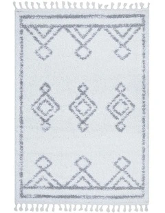 Casablanca Temara White Rug In Silver
