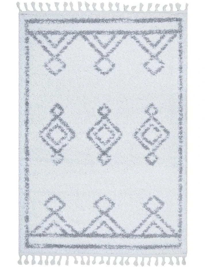 Casablanca Temara White Rug In Silver image 1
