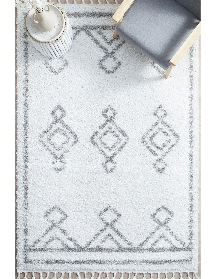 Casablanca Temara White Rug In Silver image 2