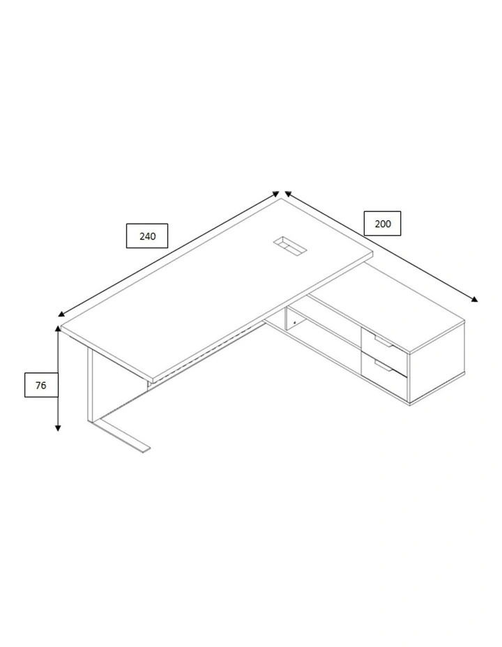 Daxton Executive Office Desk With Right Return 2.4M in Black image 2