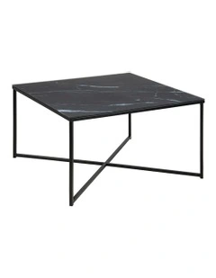 Kolina Glass Coffee Table 80cm in Black