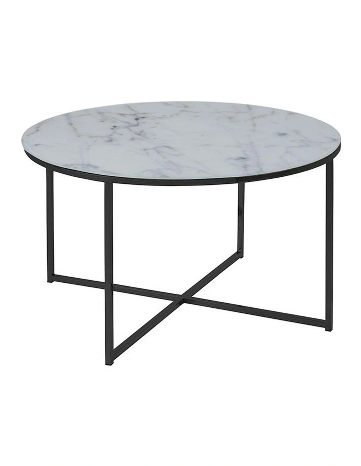Innovatec Kolina Glass Marble Round Coffee Table 80cm White Myer Innovatec Kolina Glass Marble Round, Marble Circle Coffee Table