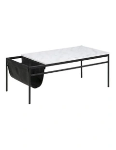 Darien Marble Coffee Table 115cm in White & Black