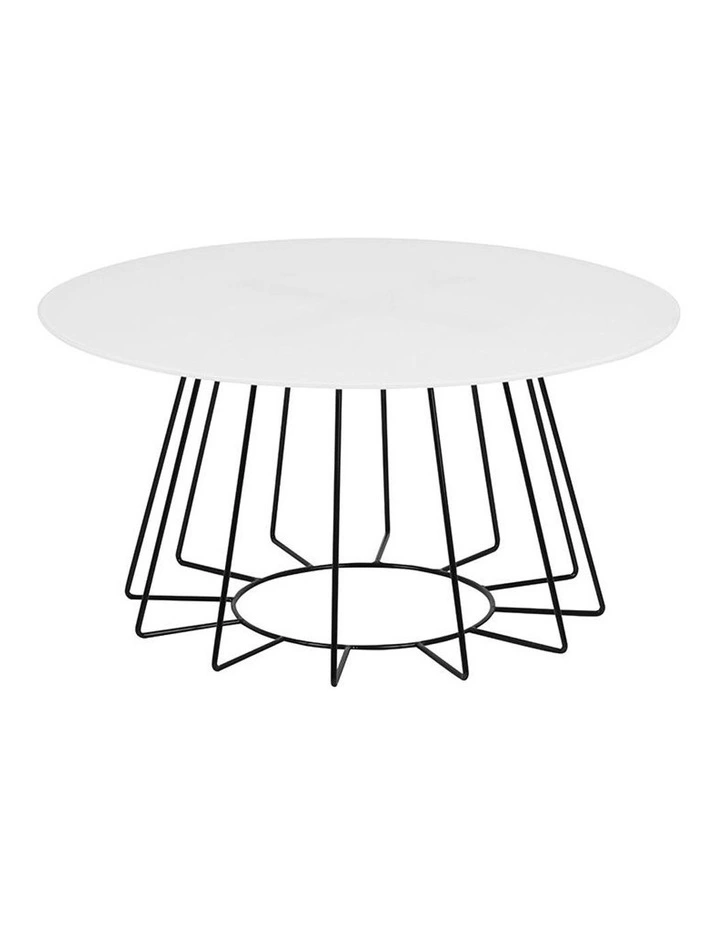 Cyrus Glass Coffee Table 80cm in White & Black image 1